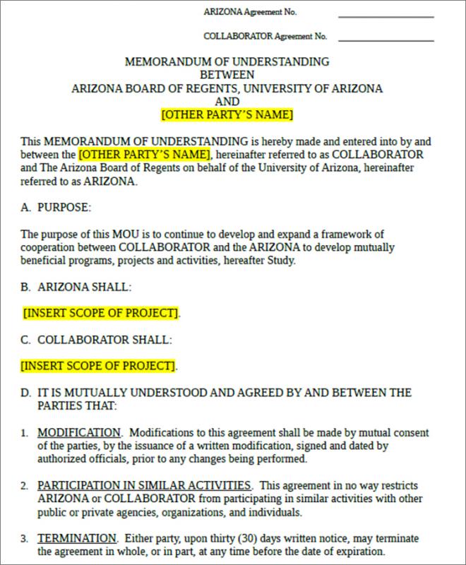 memorandum of understanding template word