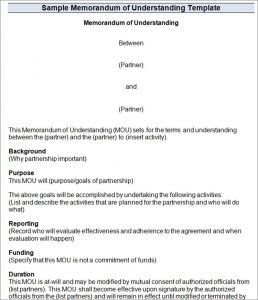 memorandum of understanding template word sample mou template