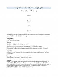 memorandum of understanding template word standard memorandum of understanding format d