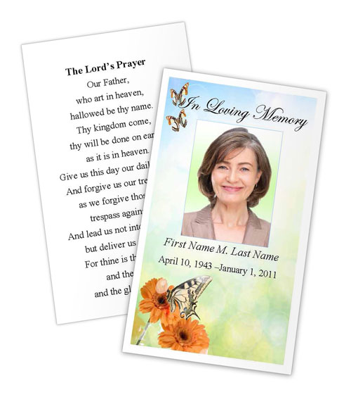 memorial cards for funeral template free