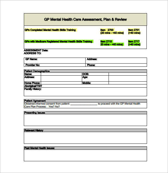 mental health treatment plan template download