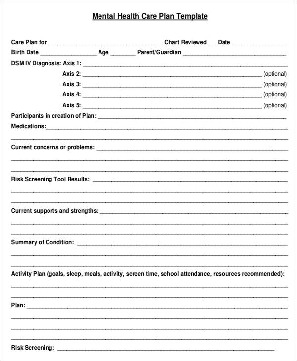 Mental Health Treatment Plan Template Download  Template Business