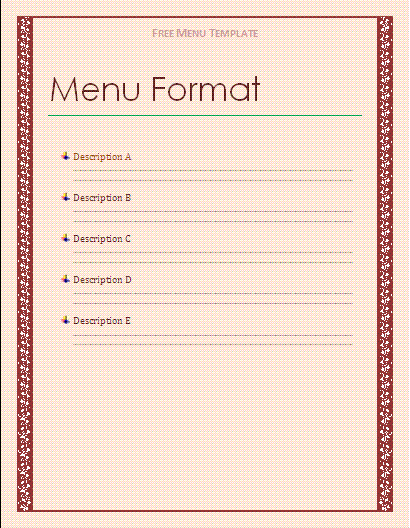 menu template free