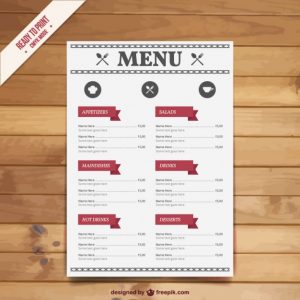 menu template free restaurant menu template