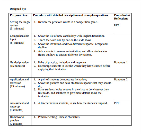 middle school lesson plan template