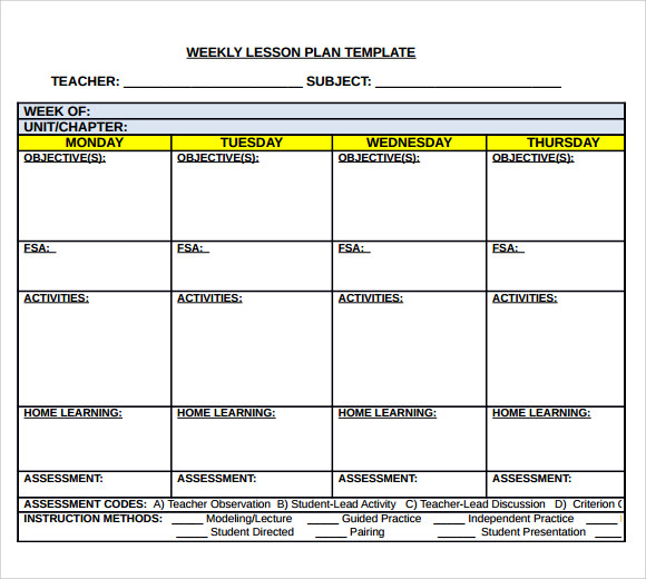 middle school lesson plan template