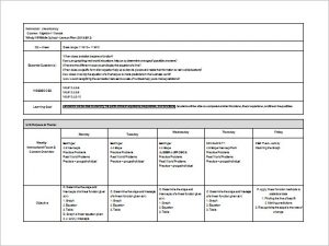 middle school lesson plan template weekly middle school lesson plan free word template