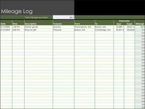 mileage log excel milage log template excel x