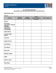 mileage log form machinery use training record sheet for individuals