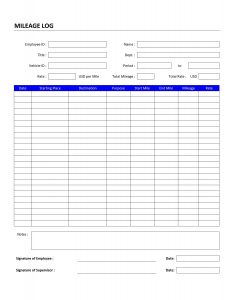 mileage log template mileage log