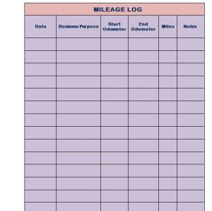 mileage log template mileage log