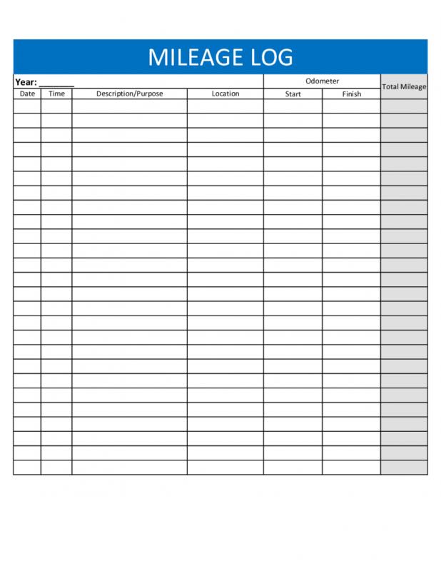 mileage log template