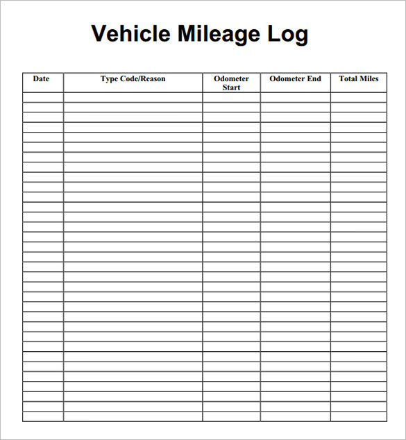 mileage log template