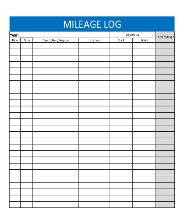 mileage log template