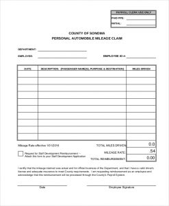 mileage reimbursement form auto mileage reimbursement form