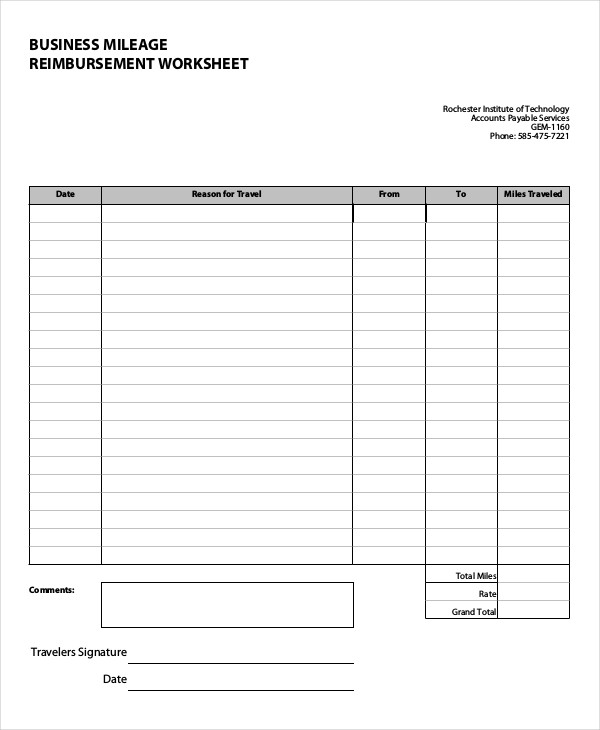 mileage reimbursement form