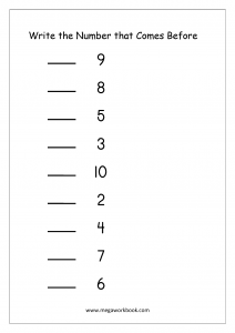 missing numbers worksheets what comes before