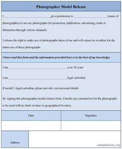 model release form template photographermodelreleaseform