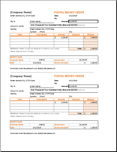 money order template