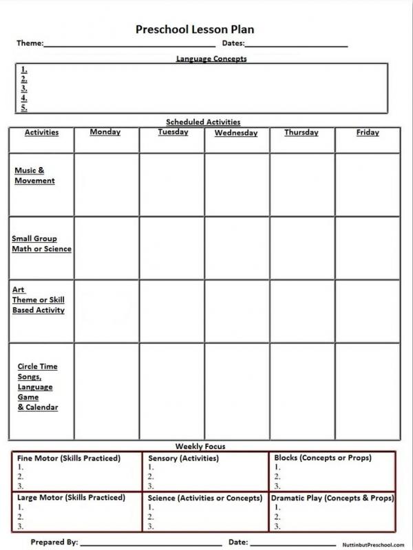 Printable Montessori Lesson Plan Template