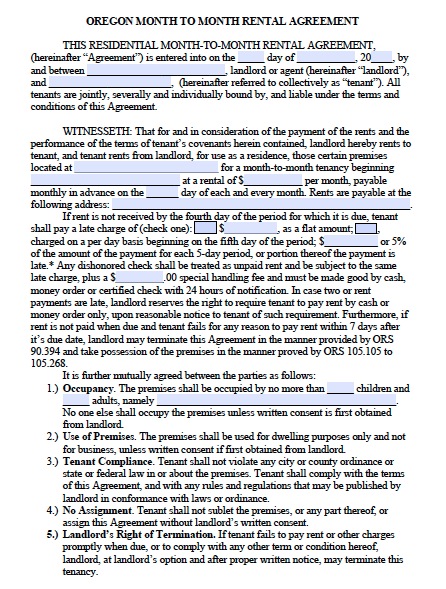 month to month lease agreement