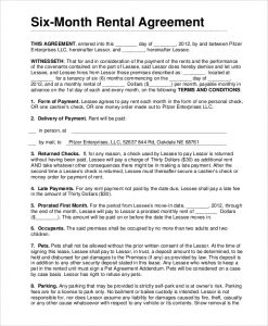 month to month lease agreement six month rental lease agreement