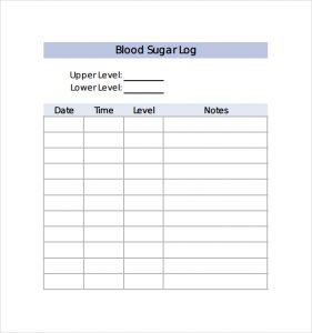 monthly blood sugar log sample blood sugar log