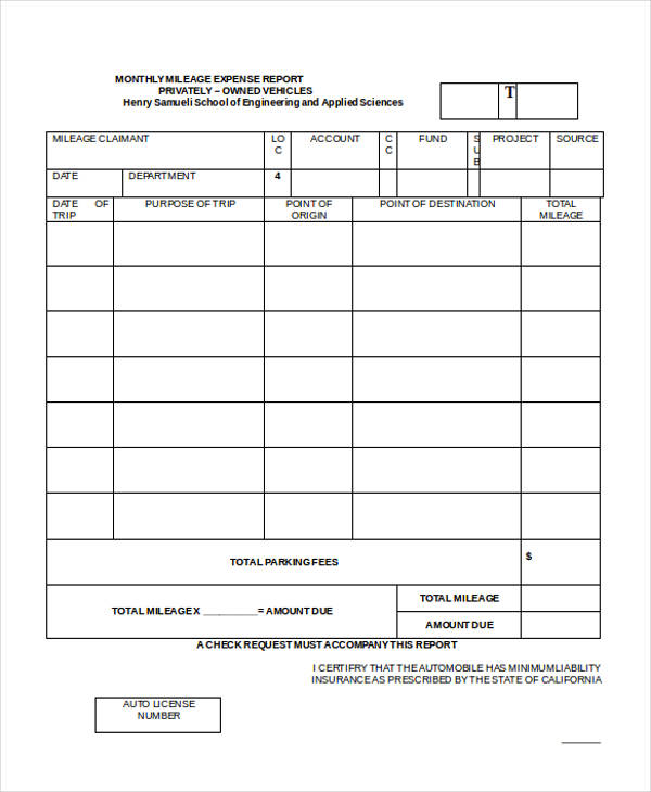 monthly expense report