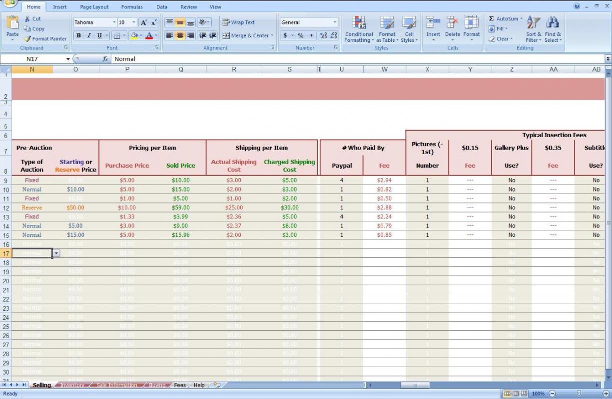 monthly profit and loss template