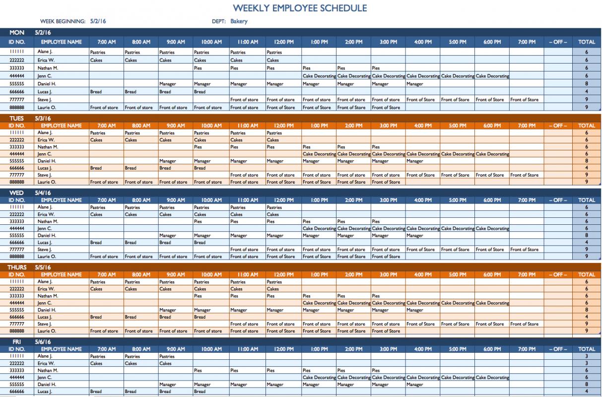 microsoft excel time schedule template