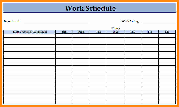 monthly work schedule template free