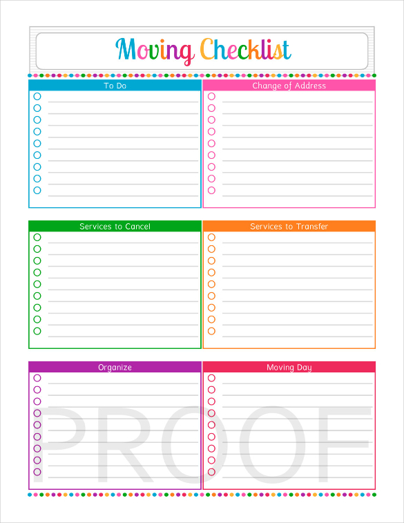 Moving Checklist Template Template Business