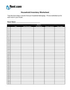 home inventory checklist aibnb