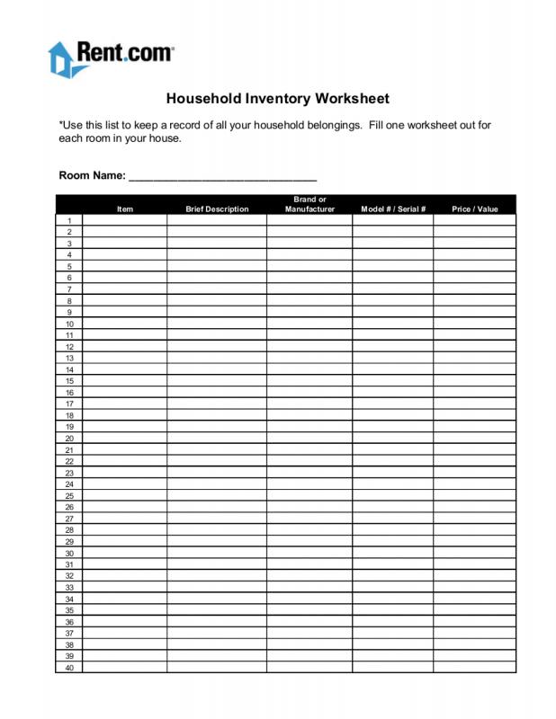 moving company movers inventory sheet