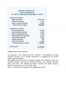 multiple step income statements income statement