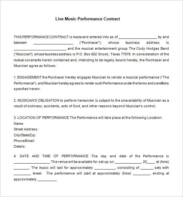 music contract template