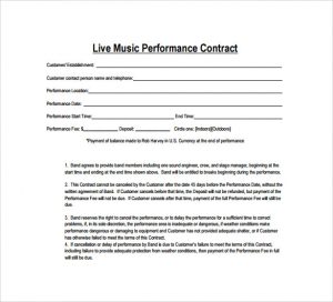 music contract template live music contract template