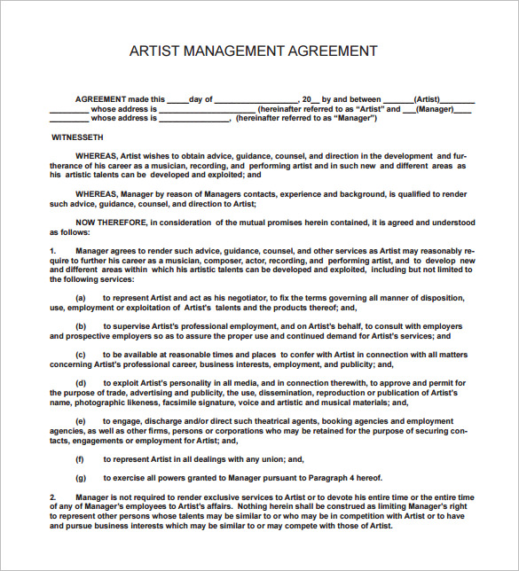 music contract template