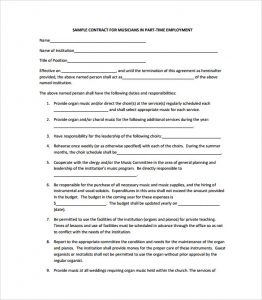 music contract template music contract template format