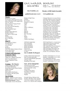 musical theatre resume template gmbresume