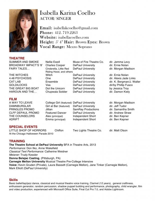 Musical Theatre Resume Template