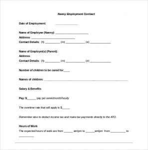 nanny contract template nanny confidentiality agreement