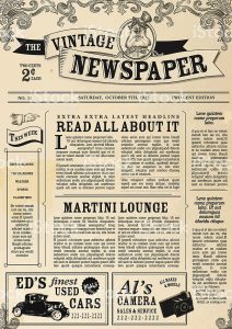 news article example vintage newspaper layout design template vector id