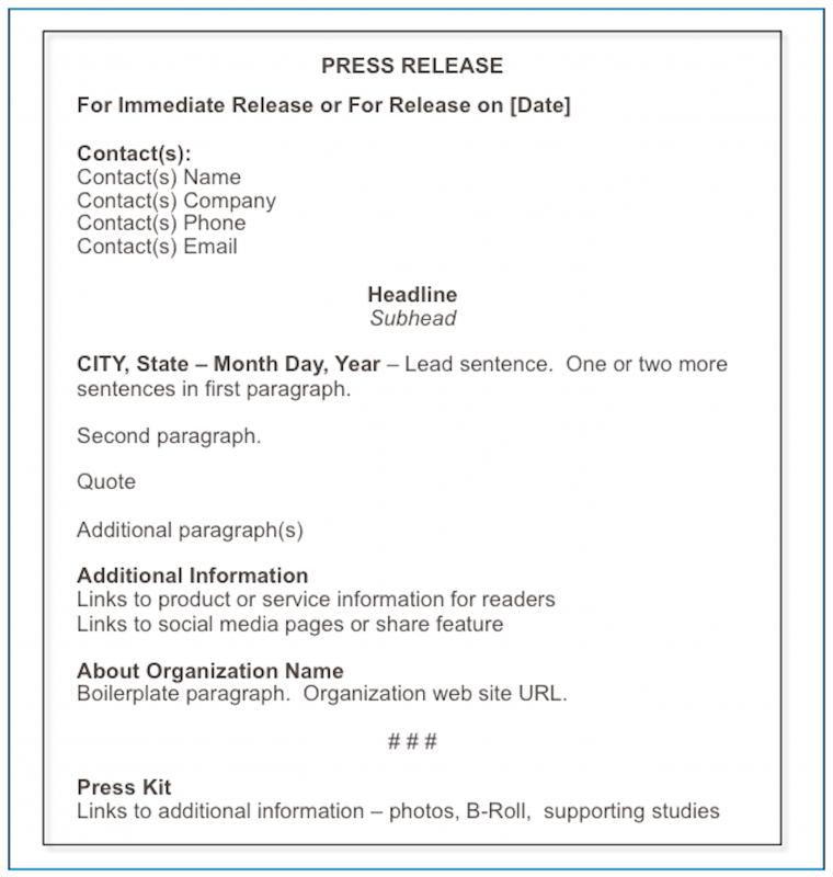 News Release Format Template Business