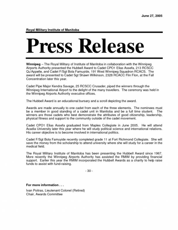 News Release Format Template Business