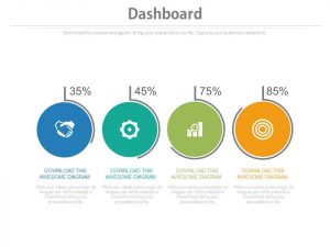 news website templates four circles with percentage icons dashboard chart powerpoint slides slide