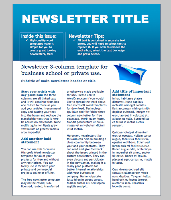 newsletter template word