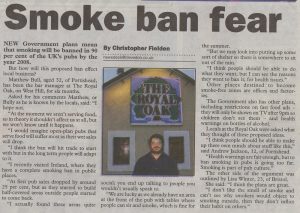 newspaper article example chrisfielden smokeban mercurydecemberth