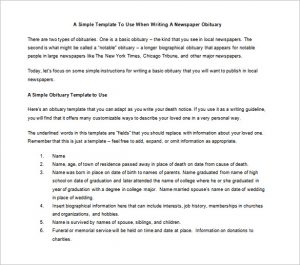 newspaper obituary template newspaper obituary format