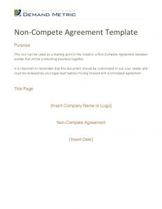 non compete agreement template non compete agreement template